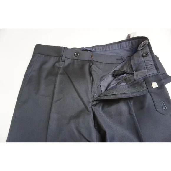 Incotex High Comfort S100s Wool Regular Fit Navy Blue Dress Pants Sz 46 NEW